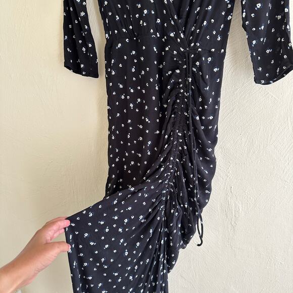 Lucky Brand Floral Wrap Midi Dress Sz 0 XS - Picture 4 of 7